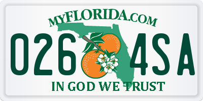 FL license plate 0264SA