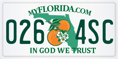 FL license plate 0264SC