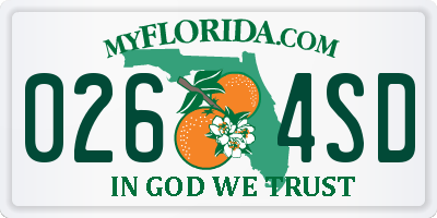 FL license plate 0264SD