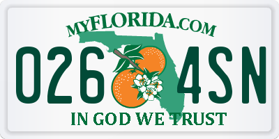 FL license plate 0264SN