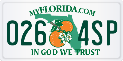 FL license plate 0264SP