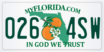 FL license plate 0264SW