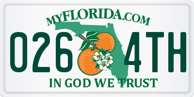FL license plate 0264TH