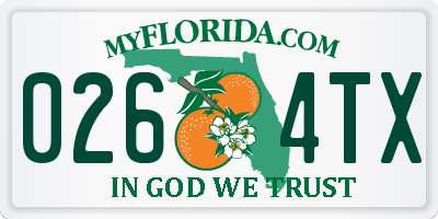 FL license plate 0264TX