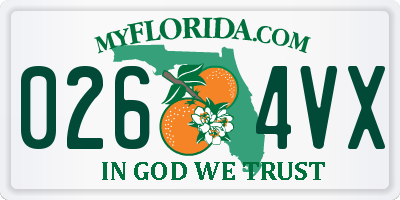 FL license plate 0264VX