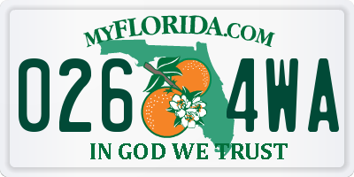 FL license plate 0264WA