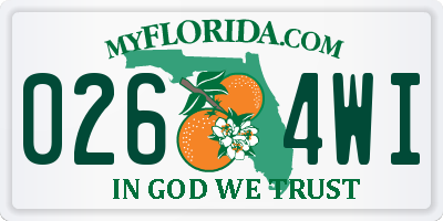 FL license plate 0264WI