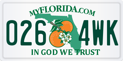 FL license plate 0264WK