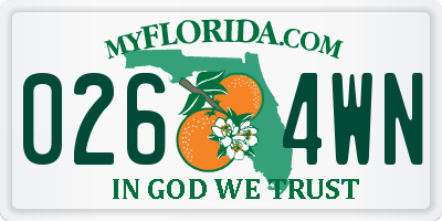 FL license plate 0264WN