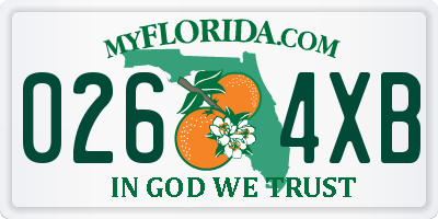 FL license plate 0264XB