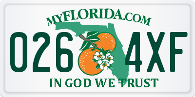 FL license plate 0264XF