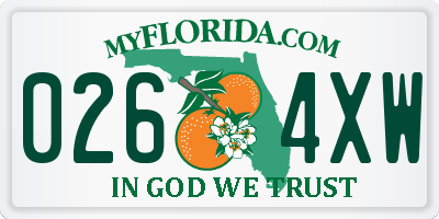 FL license plate 0264XW
