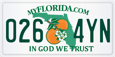 FL license plate 0264YN
