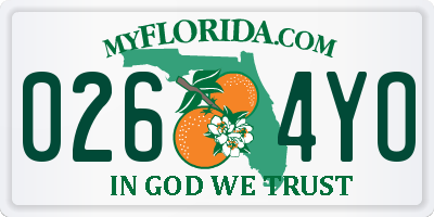 FL license plate 0264YO