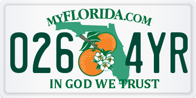 FL license plate 0264YR