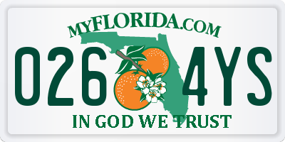 FL license plate 0264YS