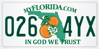 FL license plate 0264YX