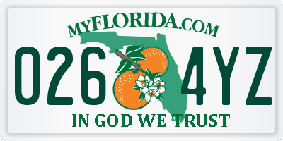 FL license plate 0264YZ