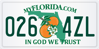 FL license plate 0264ZL