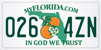 FL license plate 0264ZN