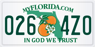 FL license plate 0264ZO