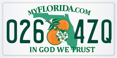 FL license plate 0264ZQ