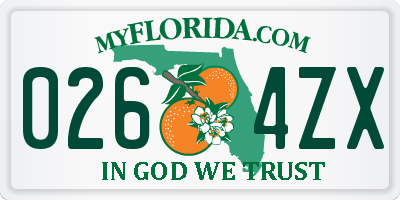 FL license plate 0264ZX