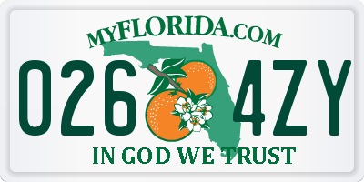 FL license plate 0264ZY