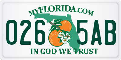FL license plate 0265AB