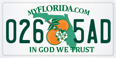FL license plate 0265AD