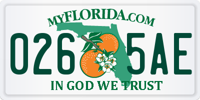 FL license plate 0265AE