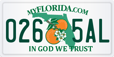 FL license plate 0265AL