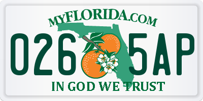 FL license plate 0265AP