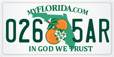 FL license plate 0265AR