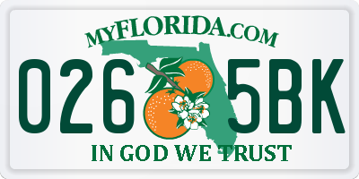 FL license plate 0265BK