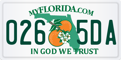 FL license plate 0265DA