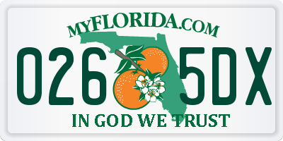 FL license plate 0265DX