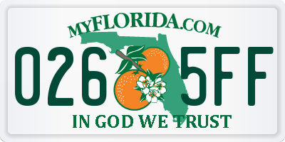 FL license plate 0265FF