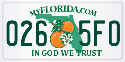 FL license plate 0265FO