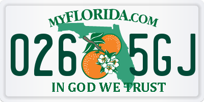 FL license plate 0265GJ