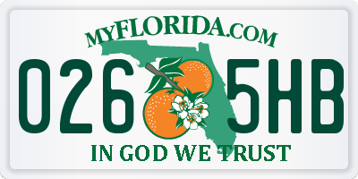 FL license plate 0265HB