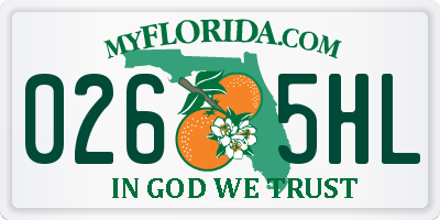 FL license plate 0265HL