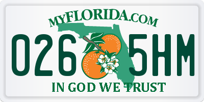 FL license plate 0265HM