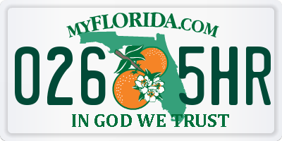 FL license plate 0265HR