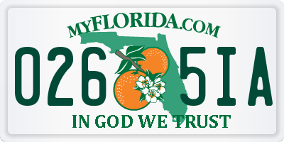 FL license plate 0265IA