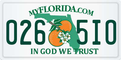 FL license plate 0265IO