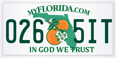 FL license plate 0265IT