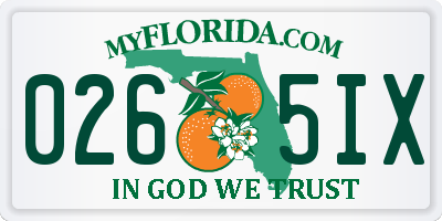 FL license plate 0265IX