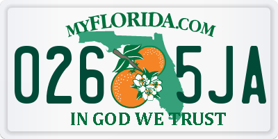 FL license plate 0265JA