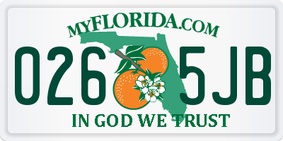 FL license plate 0265JB